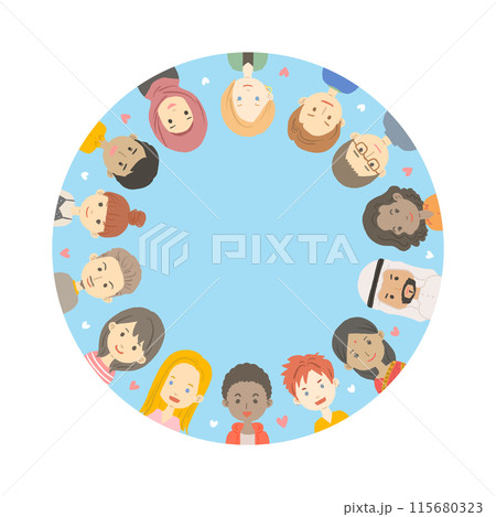 世界の人々の顔のイラスト フレーム 世界の人々の顔のイラスト フレーム 115680323