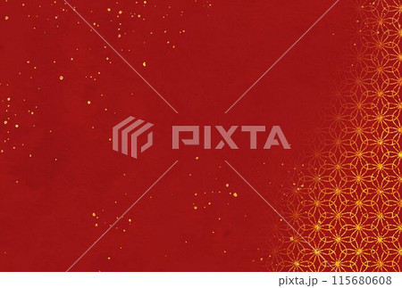 ラメグリッター_輪違い麻の葉_赤背景 115680608