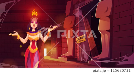 Danger goddess in dark abandoned ancient temple Danger goddess in dark abandoned ancient temple 115680731