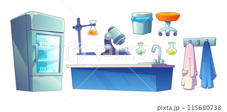 Science laboratory interior furniture and tools Science laboratory interior furniture and tools 115680738