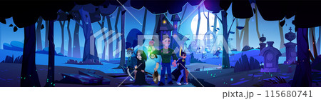 People character on Halloween at graveyard cartoon People character on Halloween at graveyard cartoon 115680741