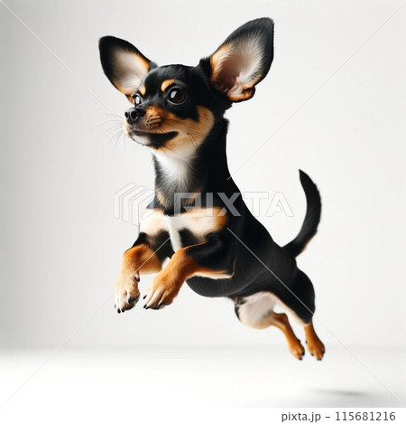 ブラックタンのチワックスが飛ぶように走っている【右側】 115681216