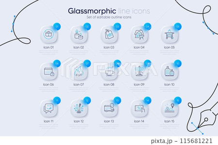 Set of Discount coupon, Calendar and Ice cream line icons for web app. No handbag, Baggage, Fireworks stars icons. Hot sale, Aroma candle, Attraction signs. Roller coaster, Yummy smile. Vector Set of Discount coupon, Calendar and Ice cream line icons for web app. No handbag, Baggage, Fireworks stars icons. Hot sale, Aroma candle, Attraction signs. Roller coaster, Yummy smile. Vector 115681221