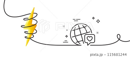 Friends world line icon. Continuous one line with curl. Friendship love sign. World brand ambassador symbol. World brand single outline ribbon. Loop curve with energy. Vector Friends world line icon. Continuous one line with curl. Friendship love sign. World brand ambassador symbol. World brand single outline ribbon. Loop curve with energy. Vector 115681244