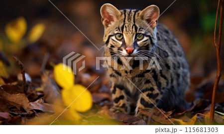 A marble cat walking outdoors A marble cat walking outdoors 115681303