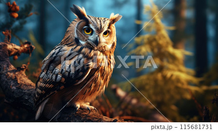 A Northern pygmy owl on the hunt 115681731