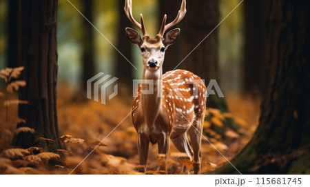 Majestic european fallow deer male in september Majestic european fallow deer male in september 115681745