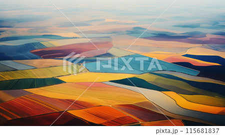 Beautiful abstraction of liquid paints in slow blending flow mixing together gently 115681837