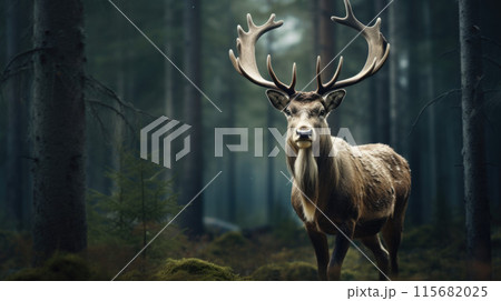 A bull elk in autumn during the rut A bull elk in autumn during the rut 115682025