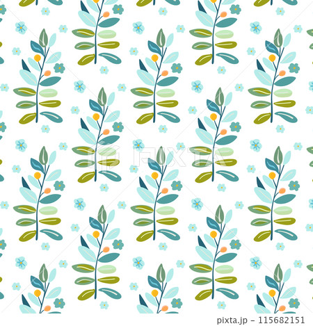 Illustration of delicate floral patterns for textiles, wallpaper, Postcard backgrounds. White background Light and pastel garden in full bloom... 115682151