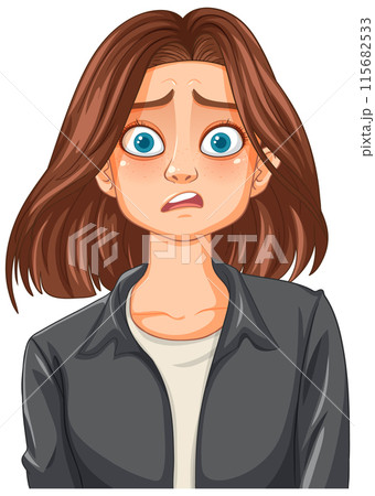 Worried Woman with Brown Hair Worried Woman with Brown Hair 115682533