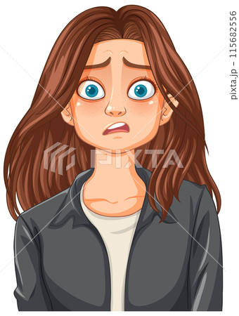 Worried Woman with Brown Hair 115682556