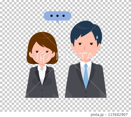 スーツを着たビジネスピープル男女。不信感、呆れる、困惑。 115682907