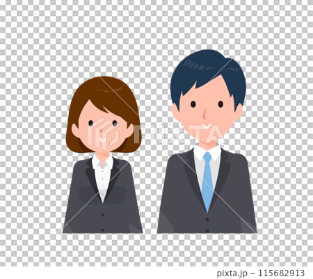 Business people men and women in suits. Normal facial expressions, smiling. Business people men and women in suits. Normal facial expressions, smiling. 115682913