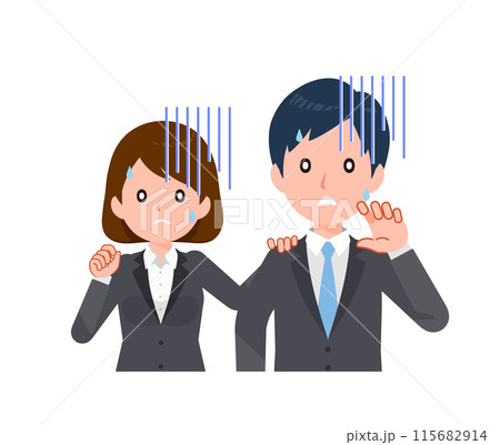 スーツを着たビジネスピープル男女。どん引き、恐怖。 115682914
