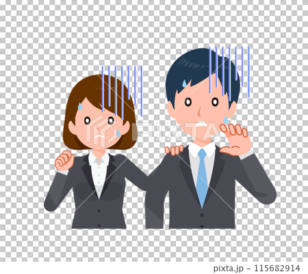 スーツを着たビジネスピープル男女。どん引き、恐怖。 115682914