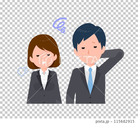 商務人士男女穿著西裝。麻煩、失敗、失望。 115682915