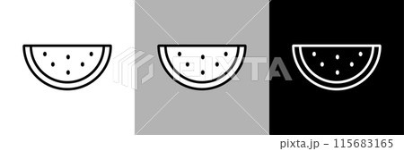 シンプルな線画のスイカのベクターアイコン 115683165