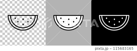 シンプルな線画のスイカのベクターアイコン 115683165