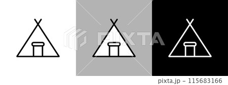 シンプルな線画のテントのベクターアイコン 115683166