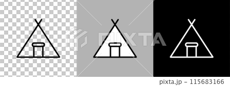 簡單的線條畫帳篷向量圖標 115683166