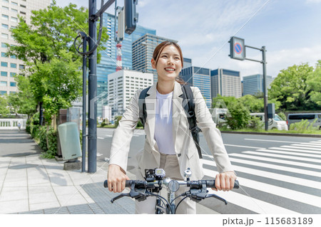 通勤 女性 自転車 通勤 女性 自転車 115683189