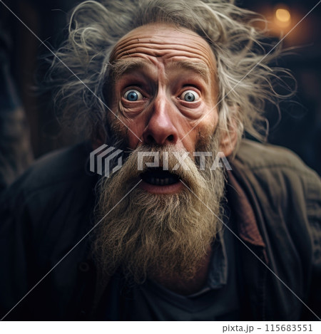 Portrait of shocked old man open mouth 115683551