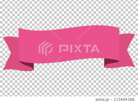 太いタイトルリボン単品　ウェーブ　ピンク 115684166