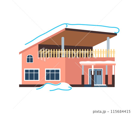 Modern House with Snow vector 115684415
