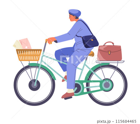 Postman on Bicycle Illustration vector Postman on Bicycle Illustration vector 115684465