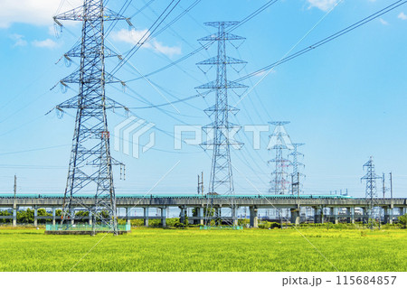 新幹線　送電線　鉄塔 115684857