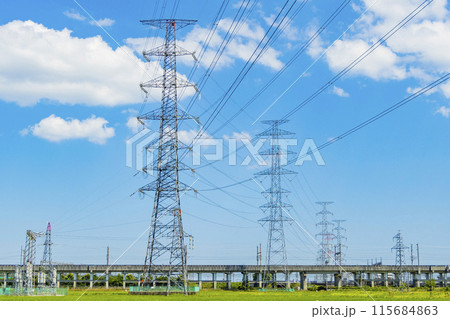 新幹線　送電線　鉄塔 115684863