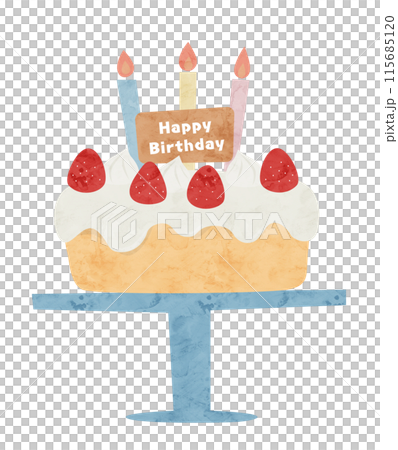 生日蛋糕可愛的水彩插圖 115685120