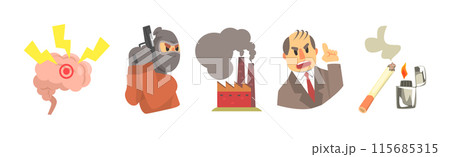 Stress Different Source and Cause Item Vector Set 115685315
