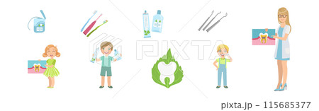 Oral Care and Mouth Hygiene with Kid Character and Tool Vector Set Oral Care and Mouth Hygiene with Kid Character and Tool Vector Set 115685377