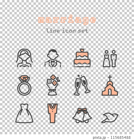 wedding marriage vector icon set illustration 115685488