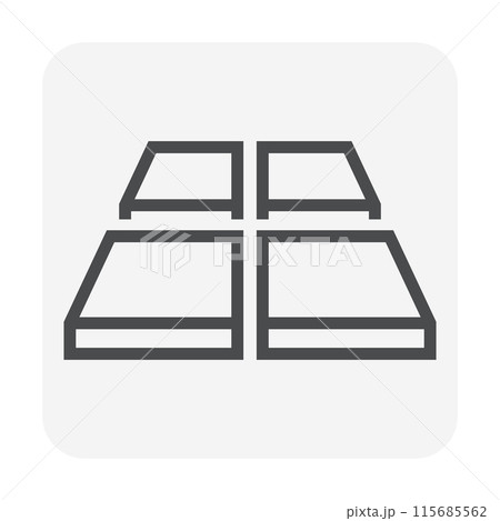 Tile floor construction vector icon, thin line and editable stroke. Tile floor construction vector icon, thin line and editable stroke. 115685562