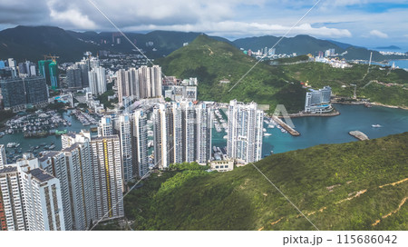 June 11 2024 Aberdeen bay estuary with Buildings at southern of Hong Kong June 11 2024 Aberdeen bay estuary with Buildings at southern of Hong Kong 115686042