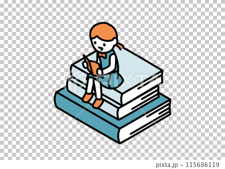 Illustration of a high school student reading 115686119