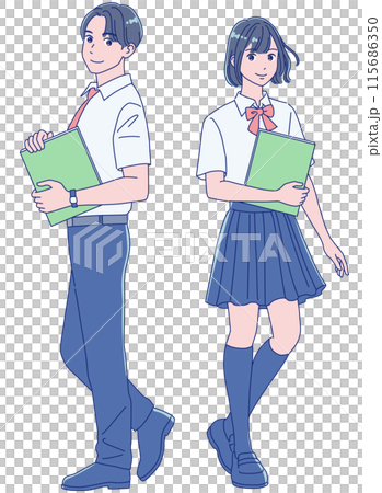 男女學生拿著書微笑 115686350