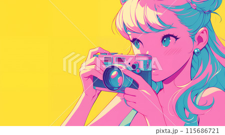 カメラを構えるアニメ風の女の子 AI カメラを構えるアニメ風の女の子 AI 115686721