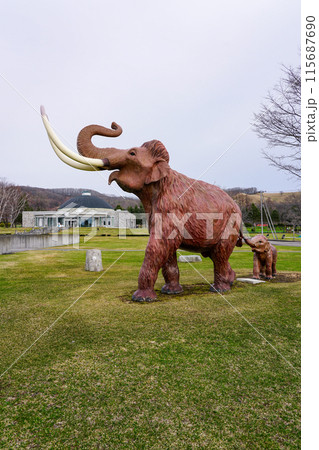 化石発見を記念した北海道ナウマンゾウの親子 115687690