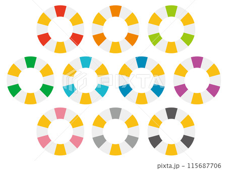 3色の浮き輪のイラストのセット 115687706