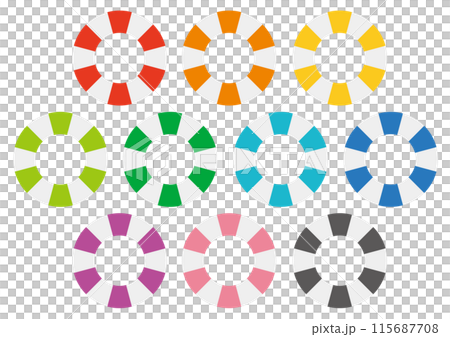 Set of two-color swim ring illustrations Set of two-color swim ring illustrations 115687708