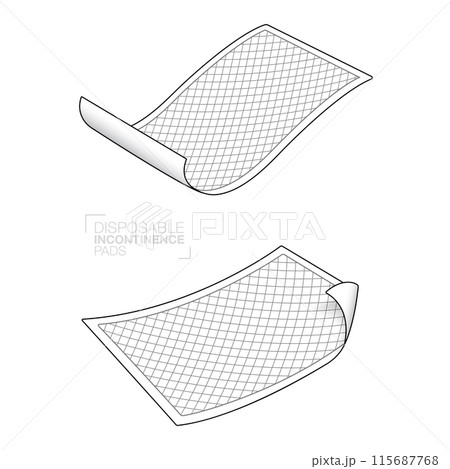 Incontinence sheet set Black and white lines editable in vector format. Used for advertising napkins, sanitary pads, mattresses, diapers. 115687768