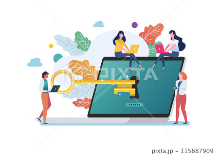 People with Gold key try to unlock laptop People with Gold key try to unlock laptop 115687909