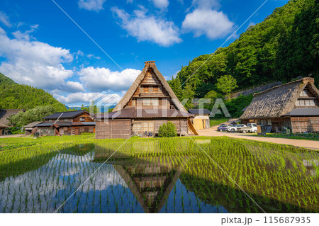 【世界遺産】初夏の五箇山・菅沼合掌造り集落【富山県】 【世界遺産】初夏の五箇山・菅沼合掌造り集落【富山県】 115687935