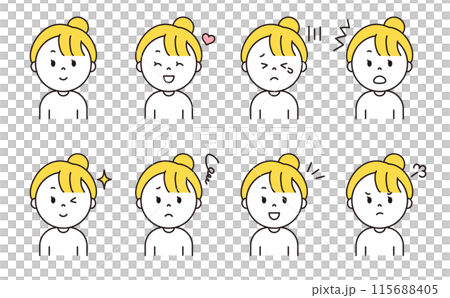 簡單女性臉部表情套裝02_yellow 115688405