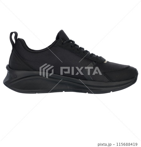 Black Athletic Shoe Side View 115688419