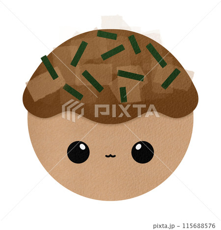 Cute Takoyaki Mascot Character Kawaii Cartoon illustration Cute Takoyaki Hand Drawn Takoyaki Isolated Japanese Street Food Cartoon Kawaii Takoyaki Smiley Takoyaki 115688576